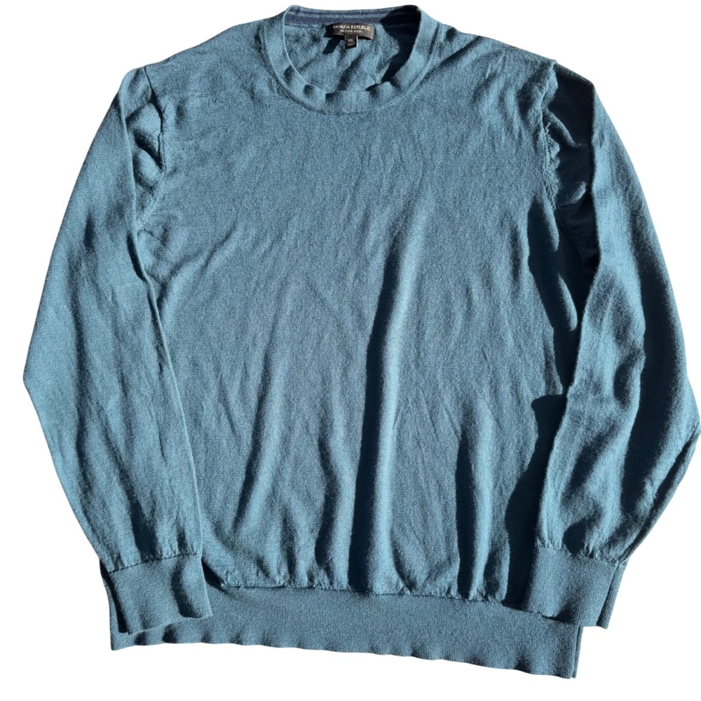 Banana Republic Mens Teal Merino Wool Crewneck Knit Sweater Size XXL 1533361